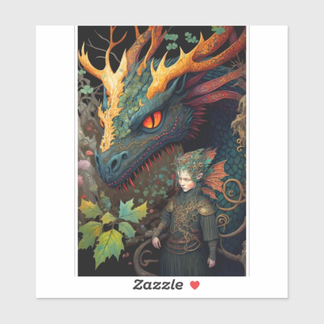 Elf And Dragon Fantasy Art (Sheet)