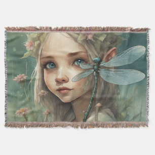 Elf and Dragonfly 3 Throw Blanket