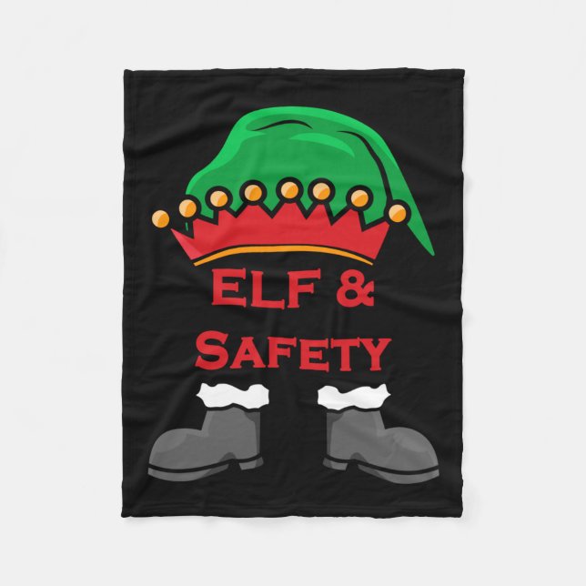Elf And Safety, Funny Health &amp; Safety Elf Long Fleece Blanket (Front)