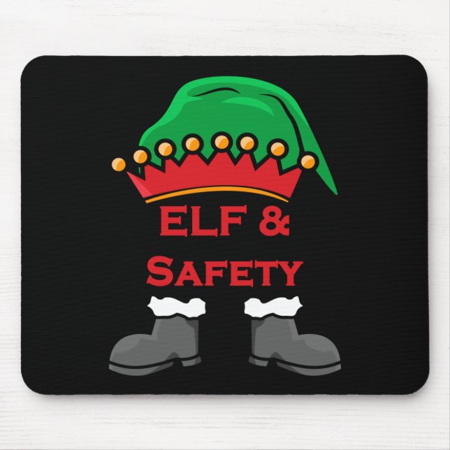 Elf And Safety, Funny Health &amp; Safety Elf Long Mouse Pad (Front)