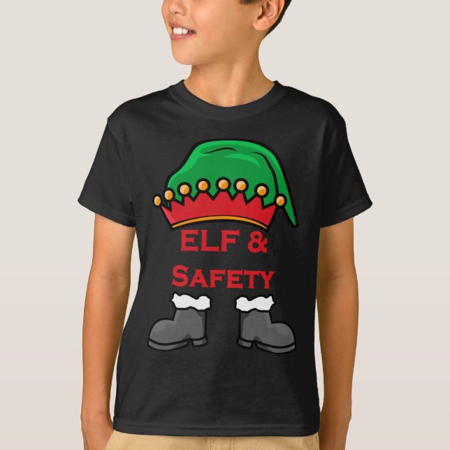 Elf And Safety, Funny Health &amp; Safety Elf Long T-Shirt (Front)