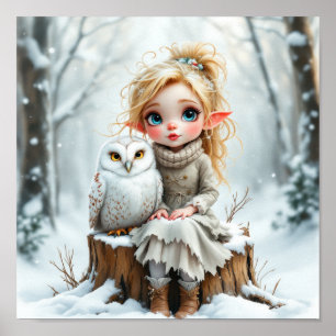 Elf and Snow Owl Poster