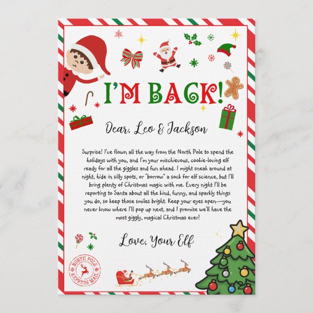 elf arrival letter - elf welcome letter  invitation (Front)