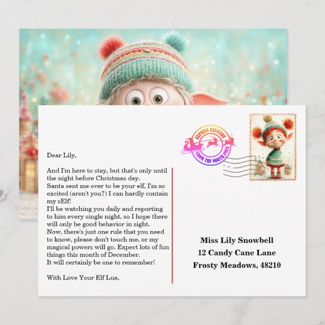 Elf Arrival Letter | North Pole Welcome Message Invitation (Front/Back)
