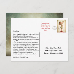Elf Arrival Letter   North Pole Welcome Message Postcard