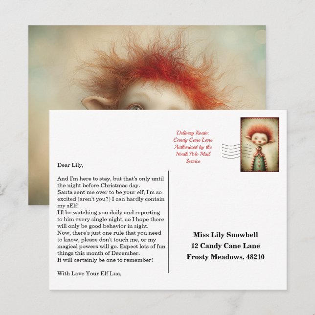 Elf Arrival Letter | North Pole Welcome Message Postcard (Front/Back)
