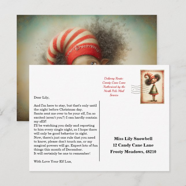 Elf Arrival Letter | North Pole Welcome Message Postcard (Front/Back)