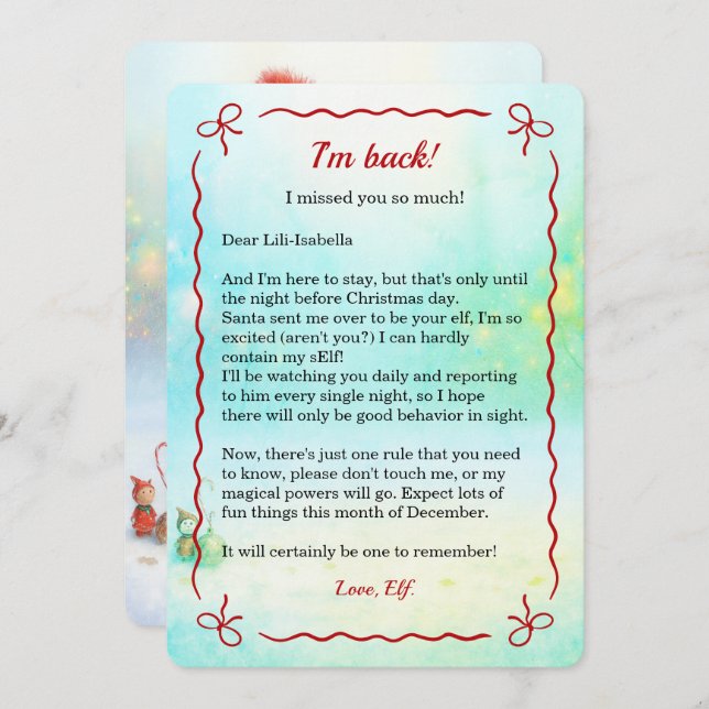 Elf Arrival Letter | Special Delivery from the Nor Holiday Card (Front/Back)