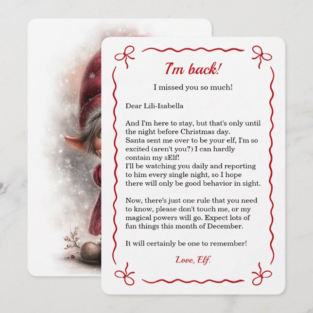 Elf Arrival Letter | Special Delivery from the Nor Holiday Card (Front/Back)
