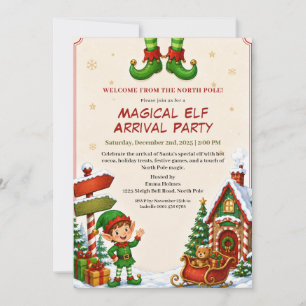 Elf Arrival Party North Pole Christmas Party Invitation