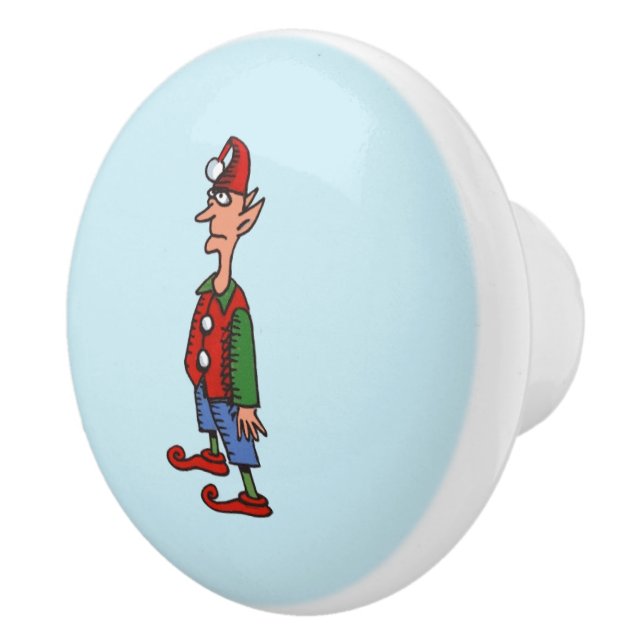 Elf At Attention blue ceramic knob (Right)