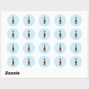Elf At Attention blue round stickers