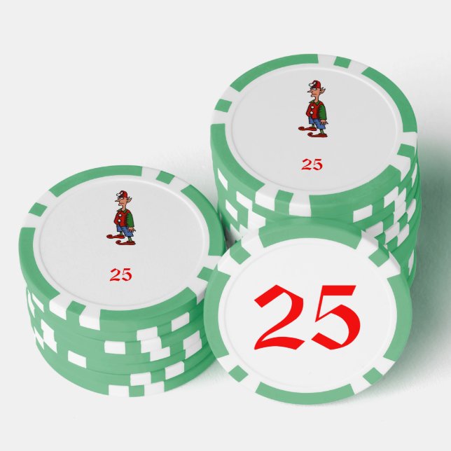 Elf At Attention green 25 striped poker chip (Stack)