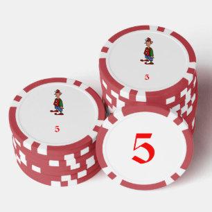 Elf At Attention red 5 striped poker chip