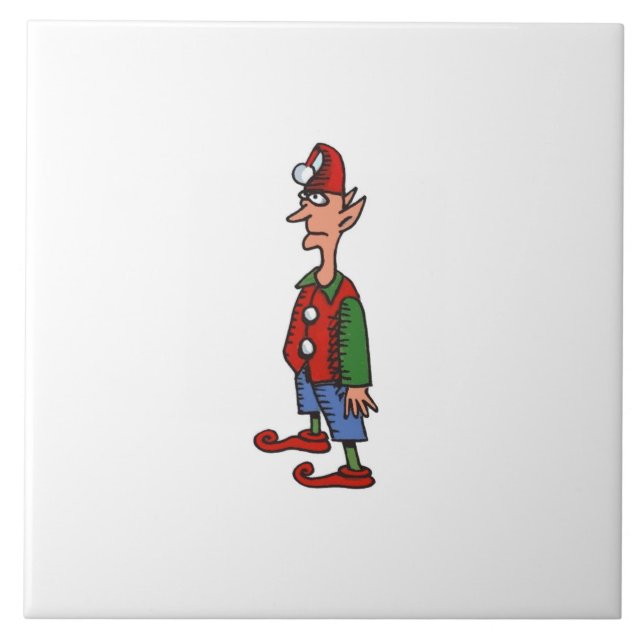 Elf At Attention white large ceramic tile (Front)