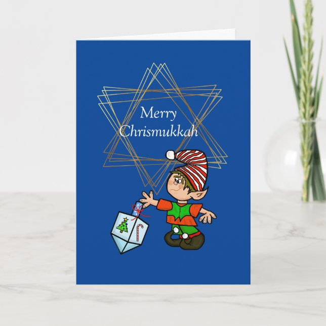 Elf avec carte Dreidel Chrismukkah (Devant)
