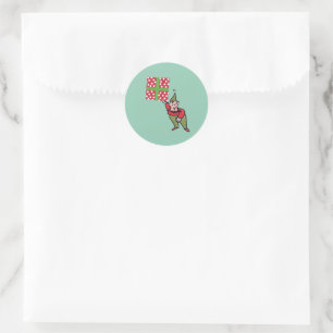 Elf avec Polka Dot Cadeau autocollants ronds