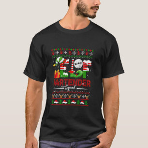Elf Bartender Squad Christmas Job Team Funny Parti T-Shirt