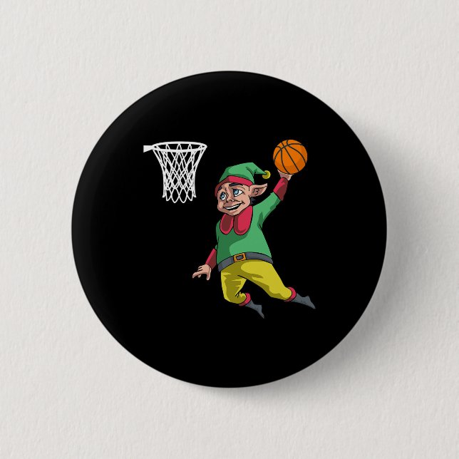 Elf Basketball Christmas Slam Dunk Gif Pbv  2 Inch Round Button (Front)