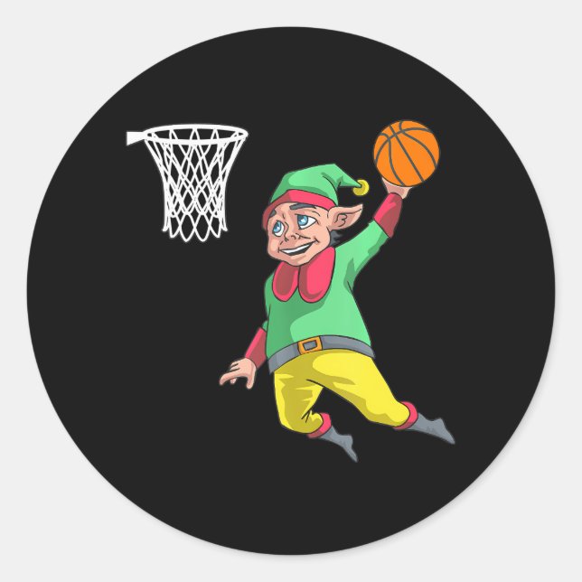 Elf Basketball Christmas Slam Dunk Gif PBV Classic Round Sticker (Front)