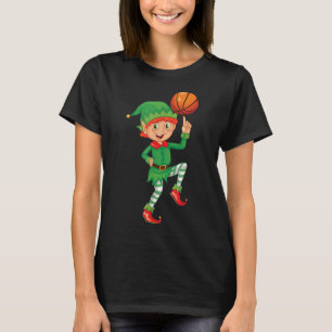 Elf Basketball Player Christmas Cute Sports X-Mas  T-Shirt