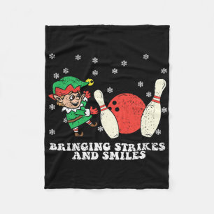 Elf Bowling Player Christmas Pajama X-mas Snowflak Fleece Blanket