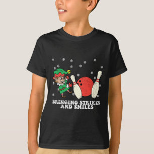 Elf Bowling Player Christmas Pajama X-mas Snowflak T-Shirt