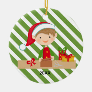 Elf Boy in Workshop Ornament