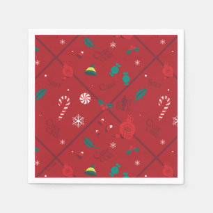 Elf Candy Checker Pattern Napkin