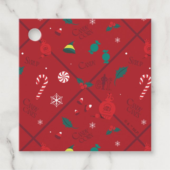 Elf Candy Chequered Pattern Favour Tags (Front)