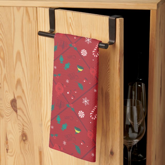 Elf Candy Chequered Pattern Kitchen Towel (Thirds Fold)