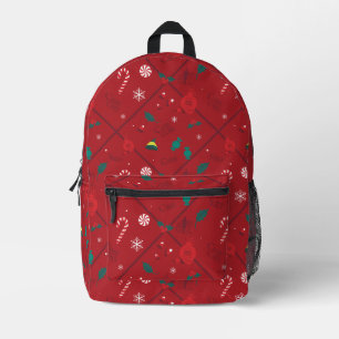 Elf Candy Chequered Pattern Printed Backpack