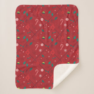 Elf Candy Chequered Pattern Sherpa Blanket
