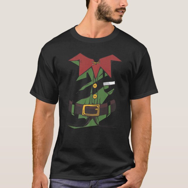 Elf Christmas Costume Group Outfit  Merry Christma T-Shirt (Front)