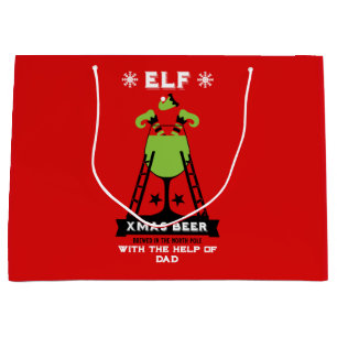 Elf Christmas Drink Large Gift Bag