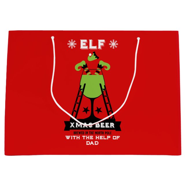 Elf Christmas Drink Large Gift Bag (Front)