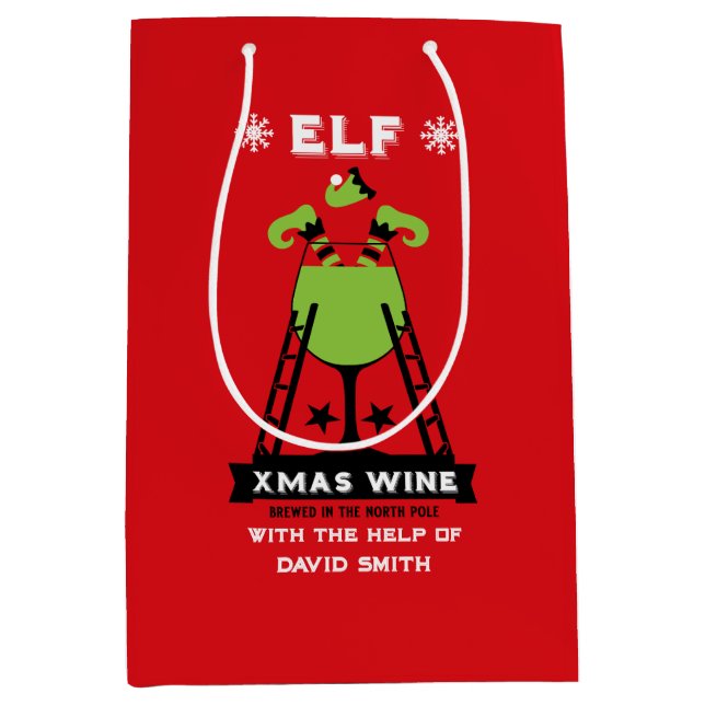 Elf Christmas Drink Medium Gift Bag (Front)