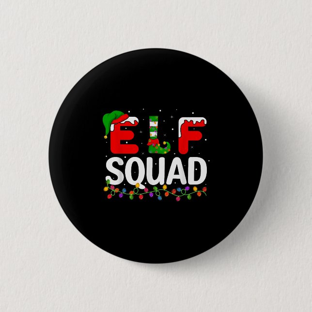 Elf Christmas Family Matching Xmas Pajama Elf Squa 2 Inch Round Button (Front)