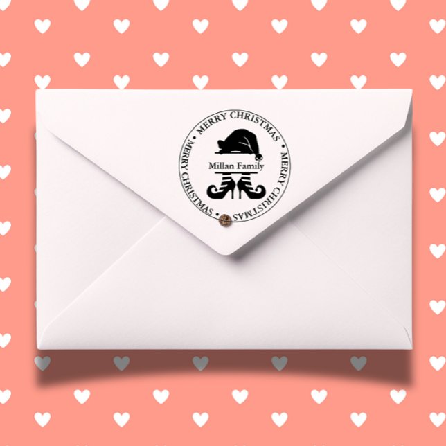 Elf Christmas Girl theme Self-inking Stamp (Add festive cheer to your gifts and cards with our Elf Christmas Girl self-inking stamp.  )