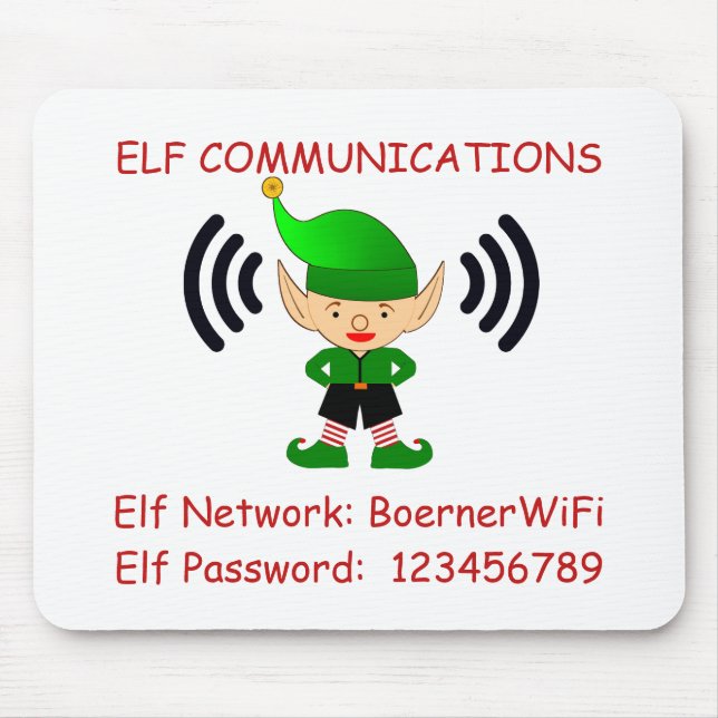 Elf Christmas Wi-Fi Guest Computer Desk Room Mouse Pad (Front)