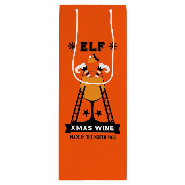 Elf Christmas Wine Gift Bag (Front)