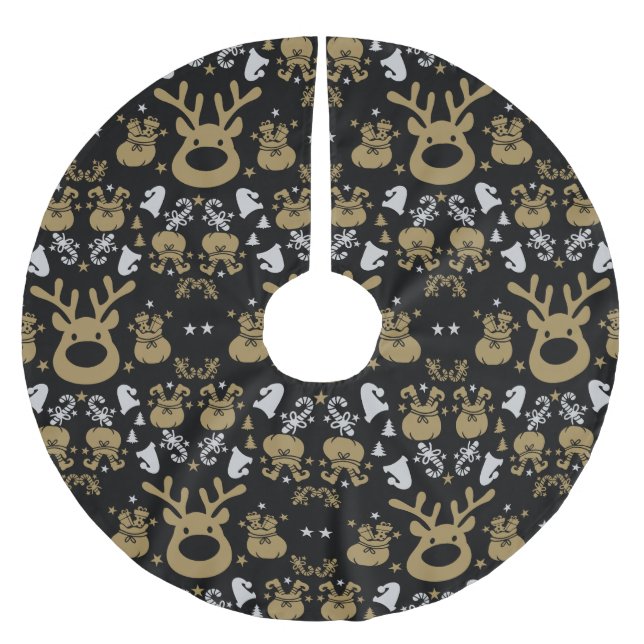 Elf Christmas Wrapping Brushed Polyester Tree Skirt (Front)