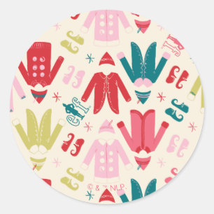 Elf Colorful Coat and Shoes Pattern Classic Round Sticker