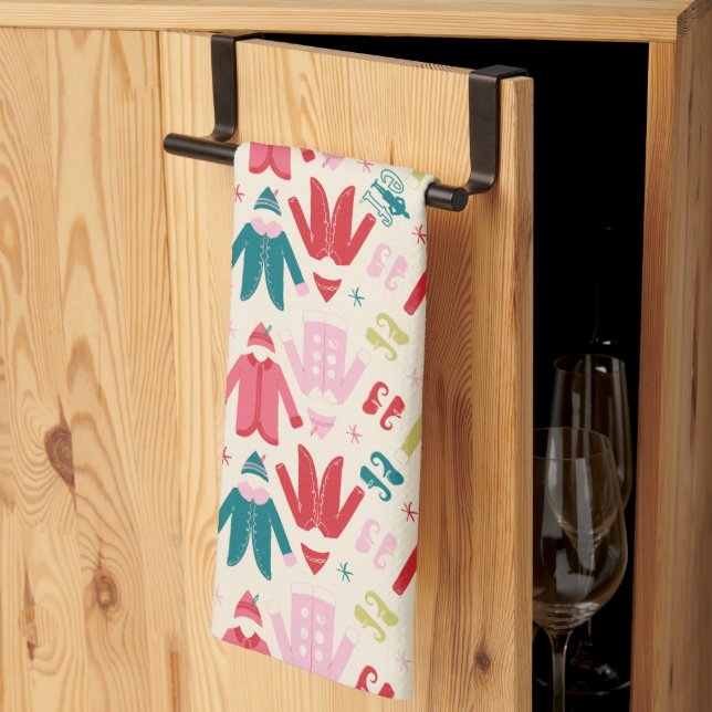 Elf Colourful Coat and Shoes Pattern Kitchen Towel (Thirds Fold)