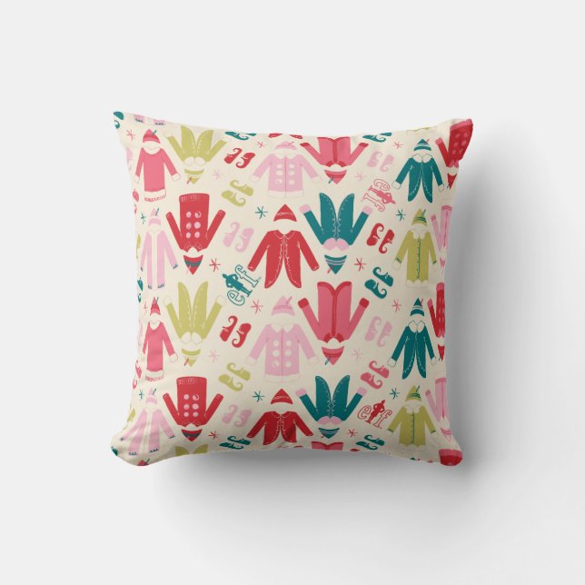 Elf Colourful Coat and Shoes Pattern Throw Pillow (Front)