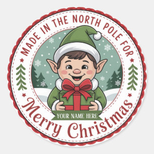 Elf-Crafted Holiday Badge Sticker