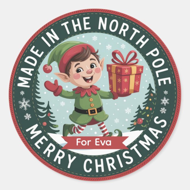 🧵 Elf-Crafted Holiday Badge Sticker (Front)