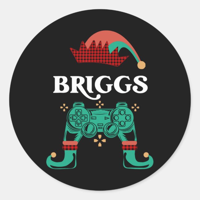 Elf Custom Name Briggs Christmas Legendary Video G Classic Round Sticker (Front)