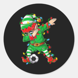 Elf Dabbing Soccer Player Christmas Dab Xmas Classic Round Sticker