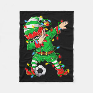Elf Dabbing Soccer Player Christmas Dab Xmas Fleece Blanket